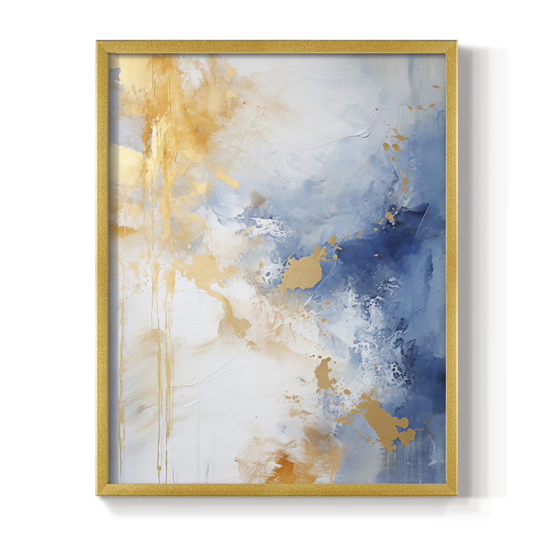 Série ABSTRACT dxliii - reproduction encadrée de qualité supérieure - prête à être accrochée - aucun clou requis, Or