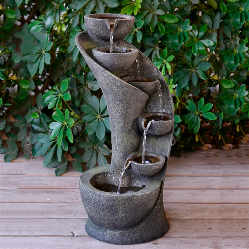 Outdoor Rock Fountain with Lights