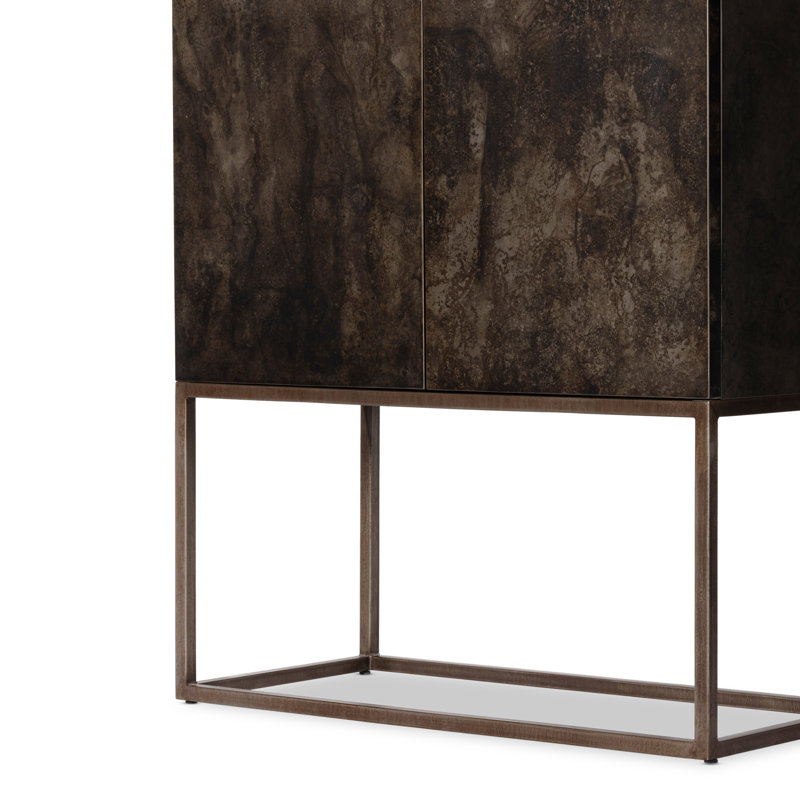 Roman Bar Cabinet, Antiqued Brass Aluminum