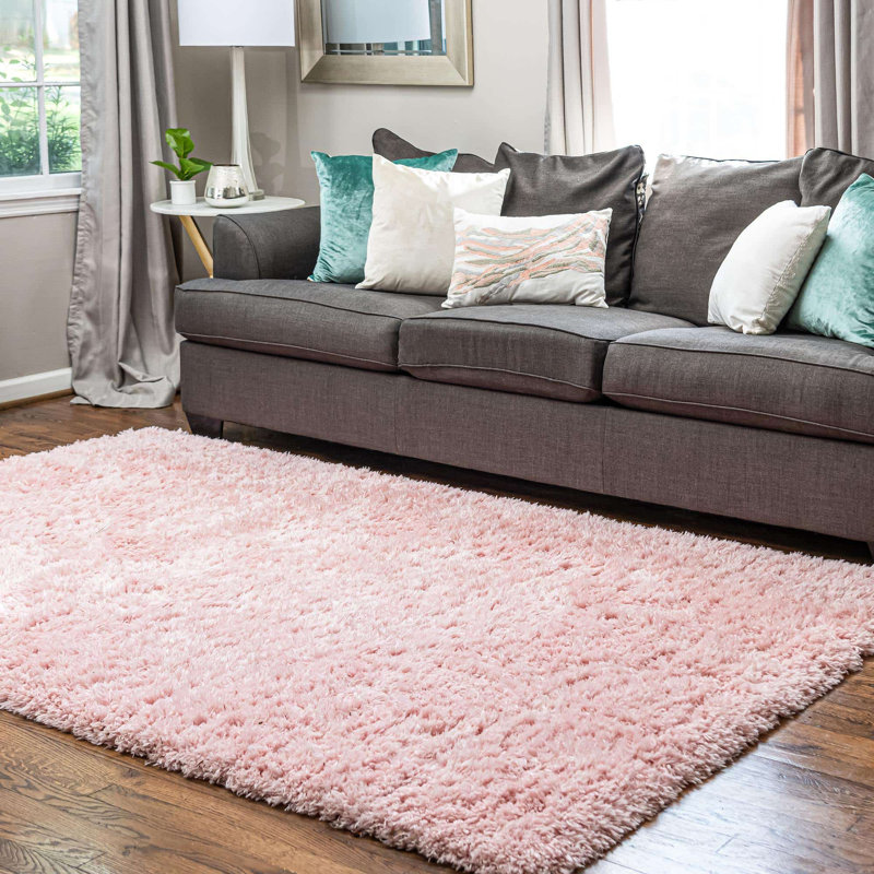 Tapis rose clair Hermina, Rectangle 4 pi 1 po x 6 pi 1 po