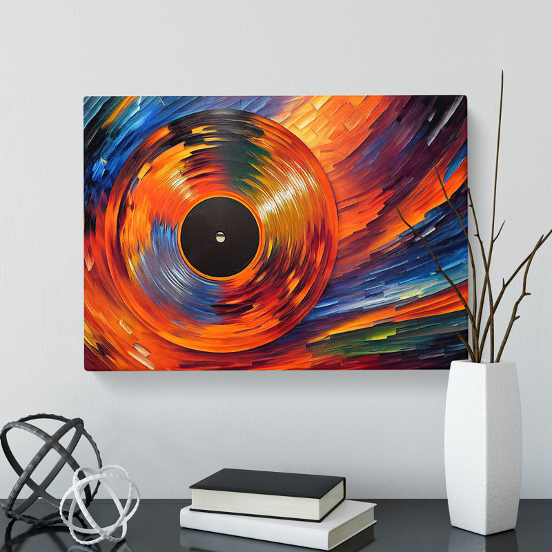 Golden Vinyl Record Art Vol.1 - Wrapped Canvas Print, 40cm H x 60cm W x 3cm D