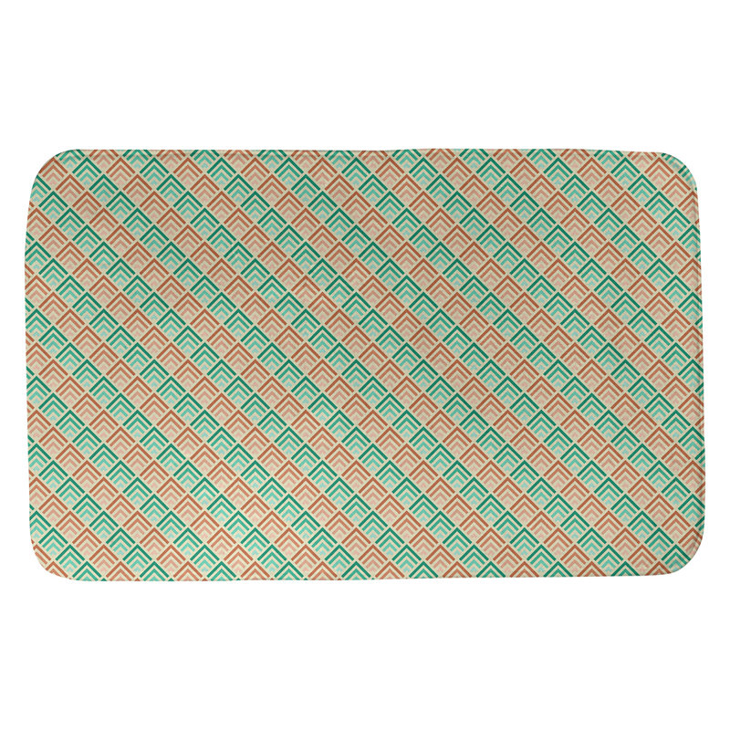 Tapis pour salle de bain dégradé Avicia, l 17 po x L 24 po, Vert / Orange