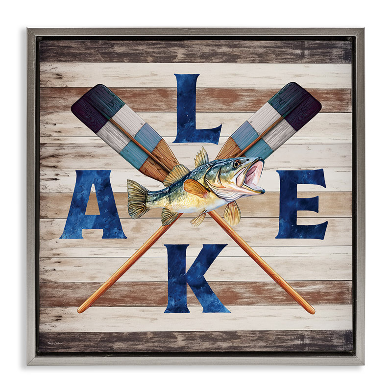 Cadre flottant Rustic Lake Boat Oars, design par Nicole DeCamp, H 25 po x l 25 po, Cadre flottant gris lustré