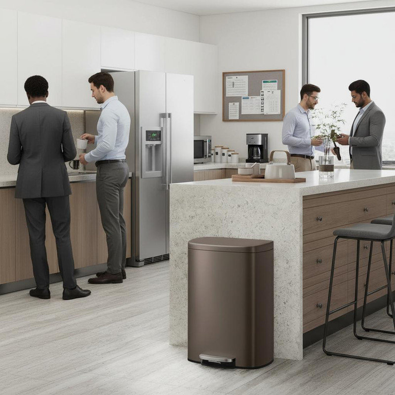 Stainless Steel Step On Kitchen Rubbish Bin, Brown