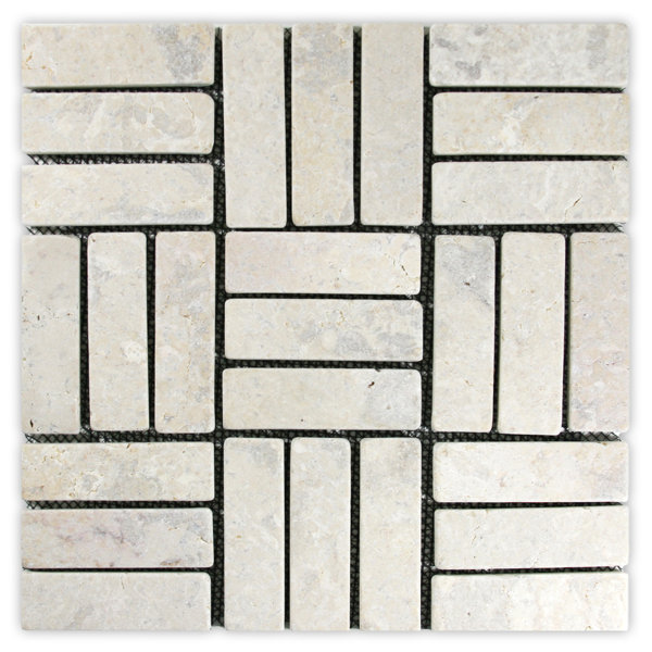 Cumberland 1" x 4" Natural Stone Mosaic Tile in Cream Waterproof Ideal for Kitchen Bathroom - 1 Sq Ft.