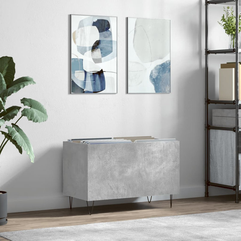 48cm H Media Shelves, Concrete Grey
