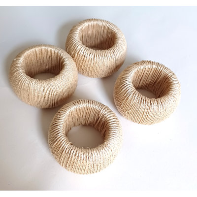 Abaca Twine Set Of 4 Napkin Rings