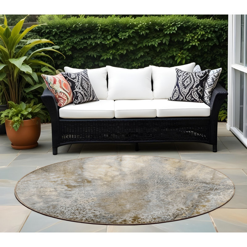 Tapis d'intérieur rond 8 po beige