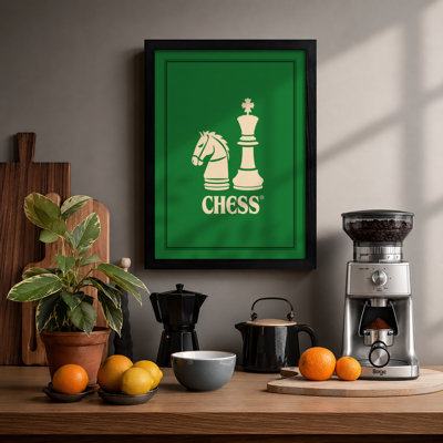 Chess in Green Geometric - Framed Print