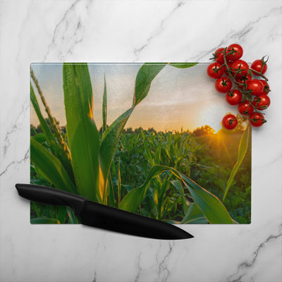 Corn and sun close up Designer Glass Chopping Board