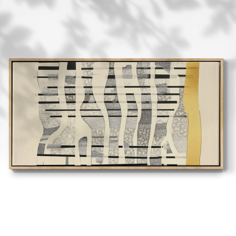 Série abstraite-DCC-XXV-Toile tendue avec châssis tendue, prête à être accrochée, H 25 po x l 49 po, Naturel