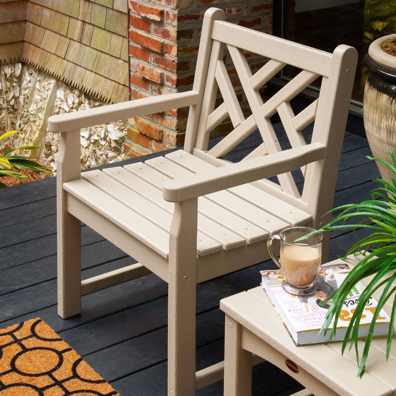 POLYWOOD Chippendale Garden Arm Chair, Sand