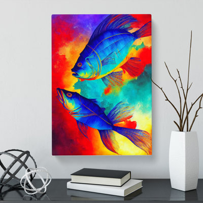 Alvey Fish Crayon Art - Wrapped Canvas