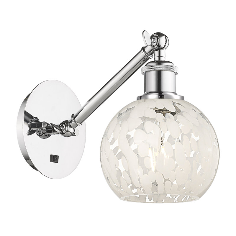 Applique murale 1 lumière Ballston White Mouchette, H 8 po x l 6 po x P 12 po, Chrome poli