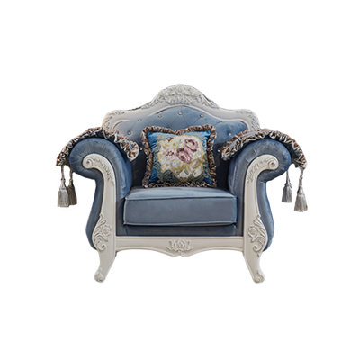 European-style Living Room Carved Chair. Upholstered Armchair