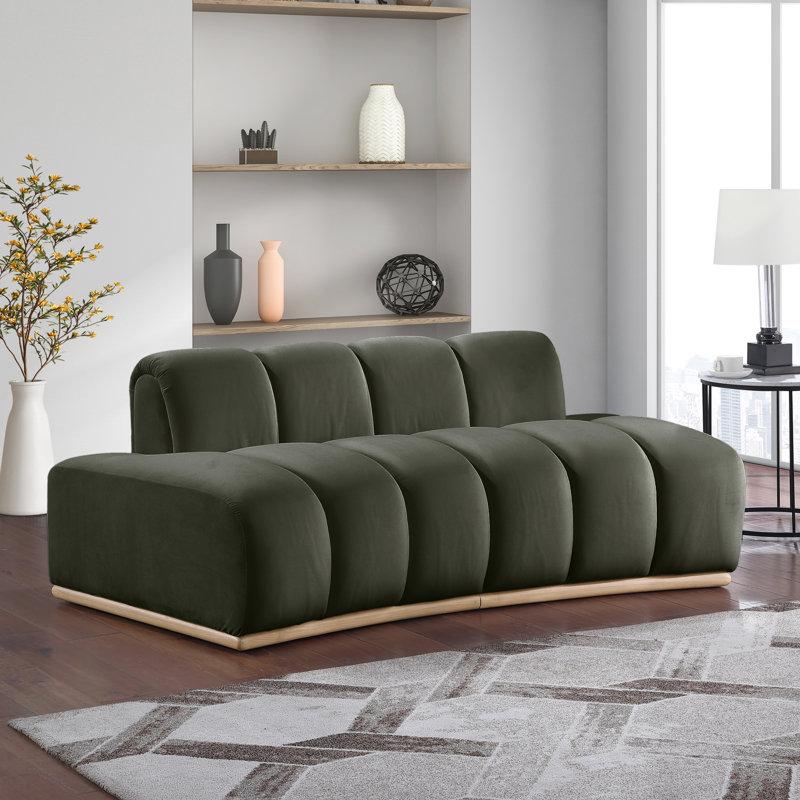 Causeuse en velours Jace, Velours vert
