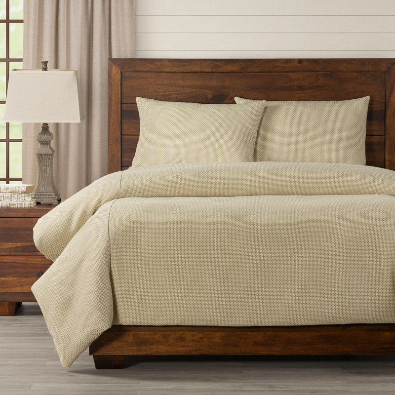 Smithsonian Lattice Weave Duvet Cover Set, California King Duvet Cover + 2 Pillow Shams, Fern