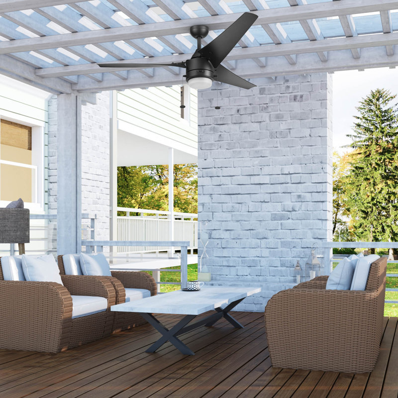 Teo 56" Indoor Outdoor Ceiling Fan with Pull Chain and Light Kit Included