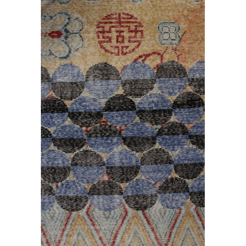 Distressed Homage Hand Knotted Wool Area Rug, Rectangle 10' x 14'