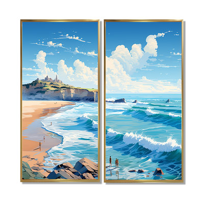 Plages françaises basques françaises - Impressions d'art traditionnelles sur toile brune