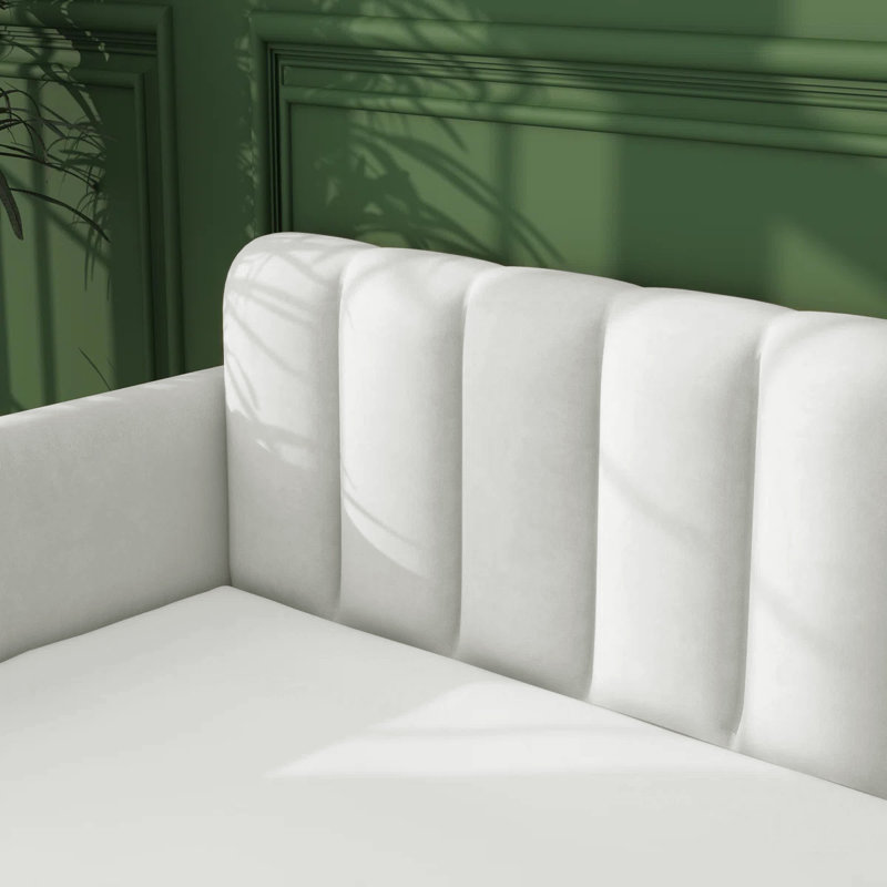 78.7"L Twin Daybed Boucle Upholstered Daybed with Sturdy Metal Frame Modern Metal Frame Sofa Bed for Guest Room Living Room