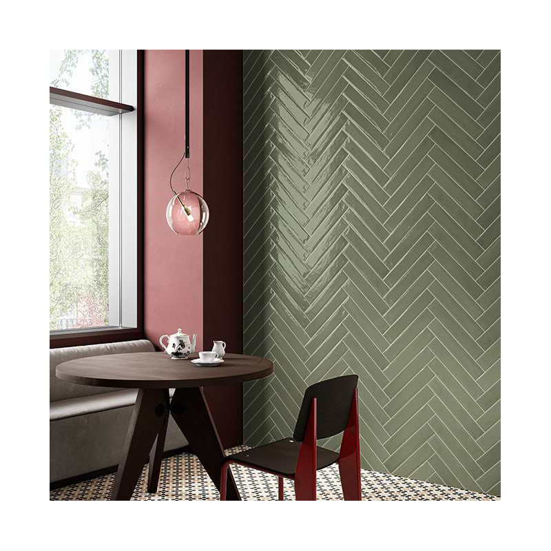 Paint 3x16 Glossy Porcelain Tile, Verde Green