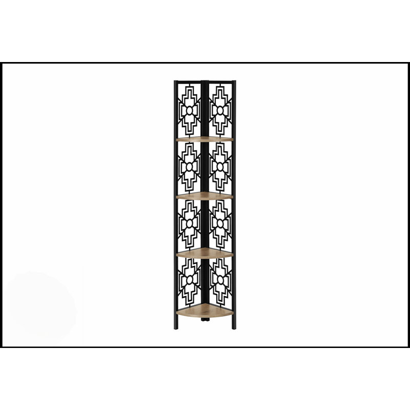 4-Tier Corner Etagere Bookcase, Space-Saving And Stylish Storage For Office And Bedroom, Maximizes Floor Space And Aesthetic Appeal.