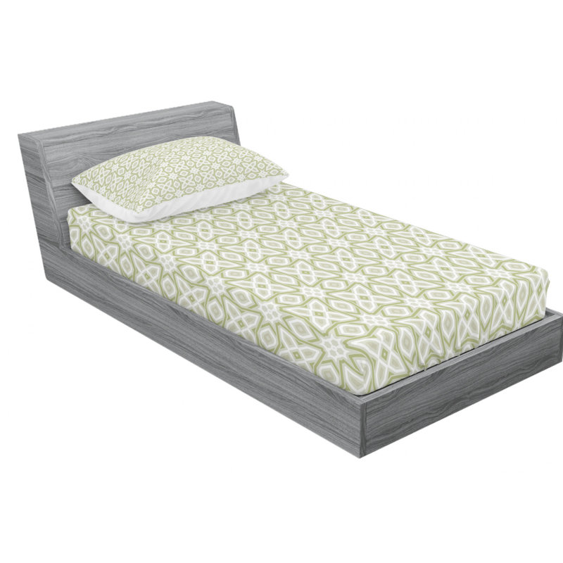 Microfiber Geometric Sheet Set, Queen Sheet Set with Fitted Sheet