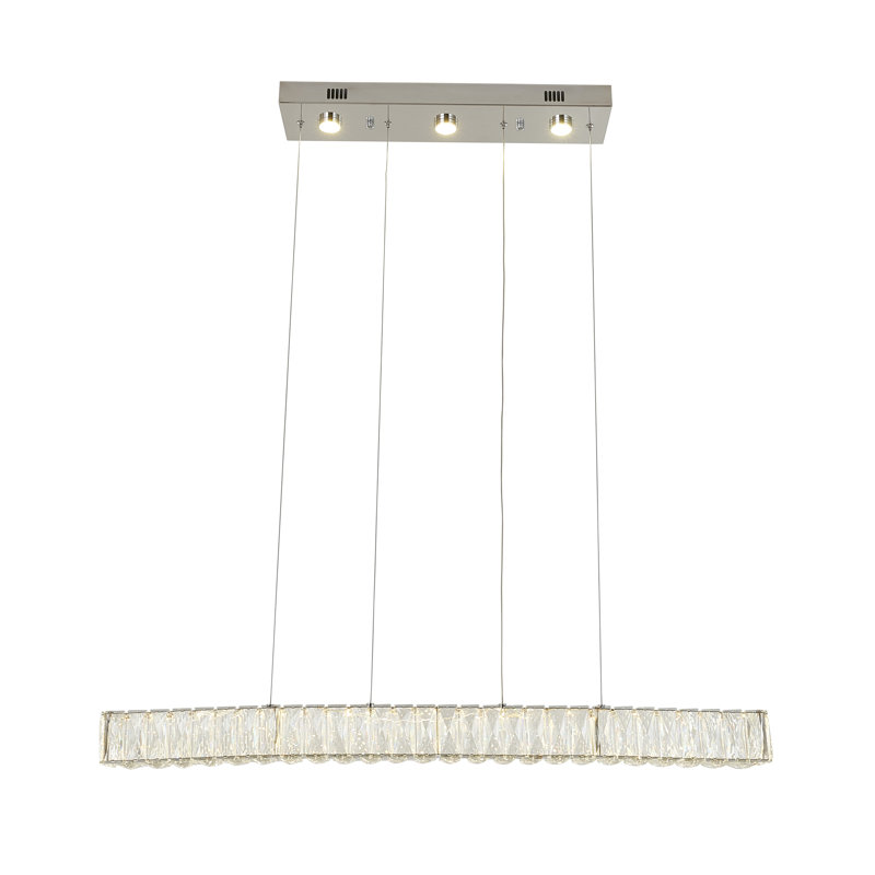 4-Light Chrome LED Chandelier With Clear Crystals