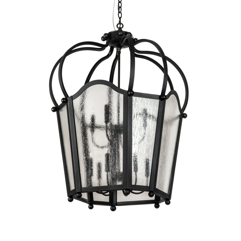 Citadel Textured Black 10-Light Indoor/Outdoor Lantern Chandelier