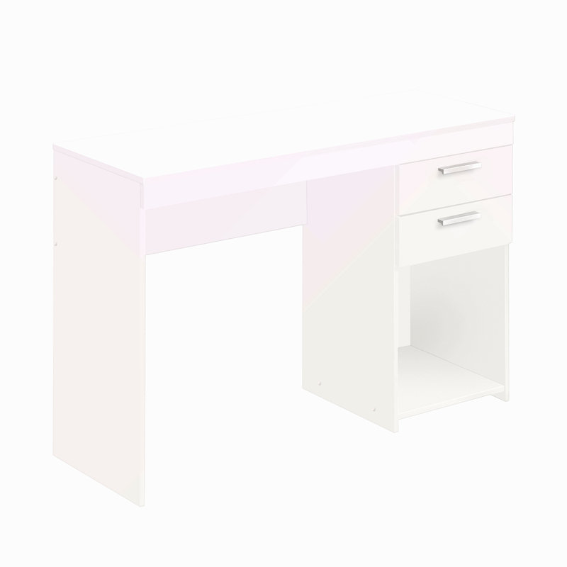 Poste de travail à domicile avec rangement, Blanc