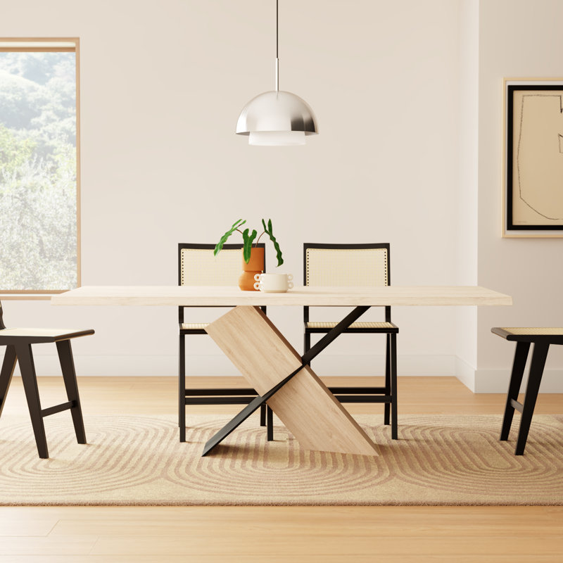 Delmer 79" Solid Oak Cross Leg Dining Table