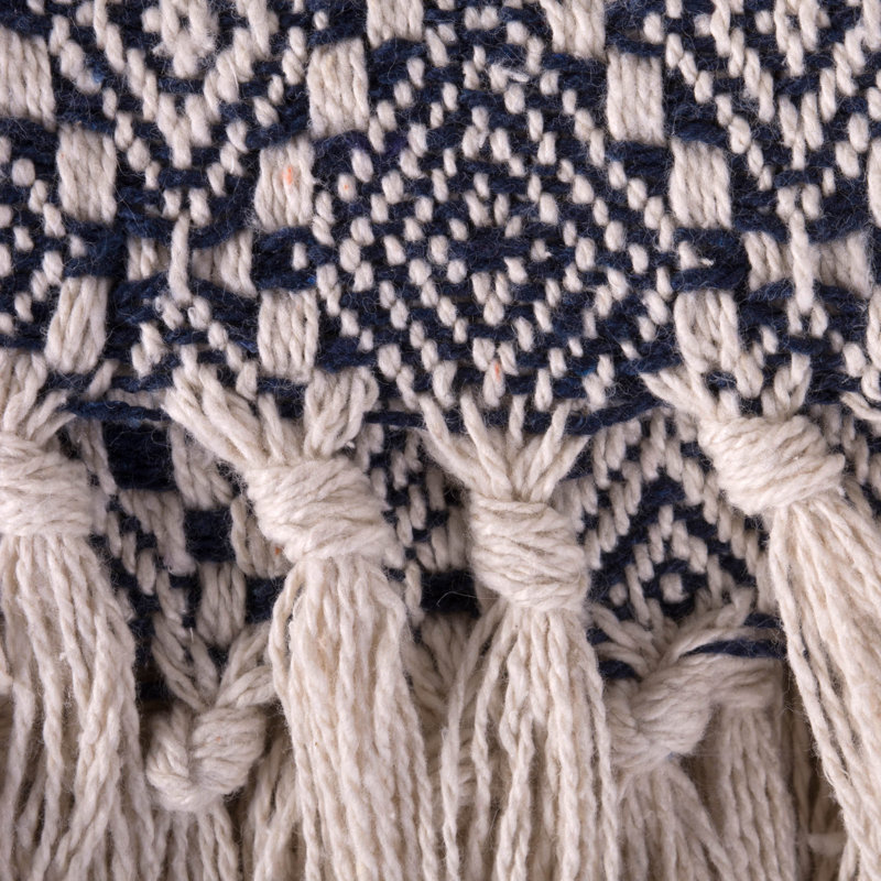 Jeté en point de diamant en coton, Bleu marine