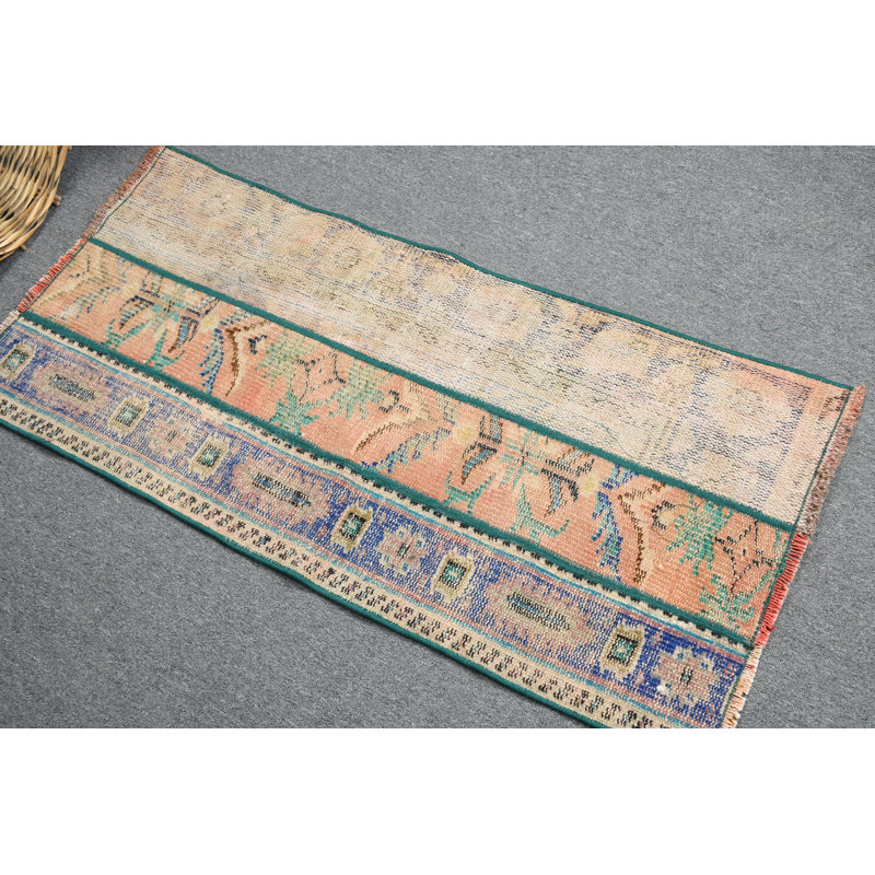 Vintage Turkish Runner Rug Handwoven In Unique Colors For Bohemian Decor In Small Spaces