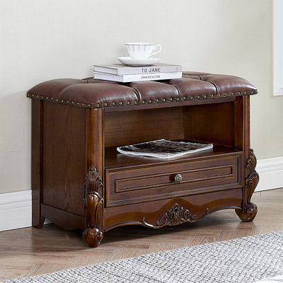 Banc de rangement en cuir de style rétro pour la chambre et le vestibule