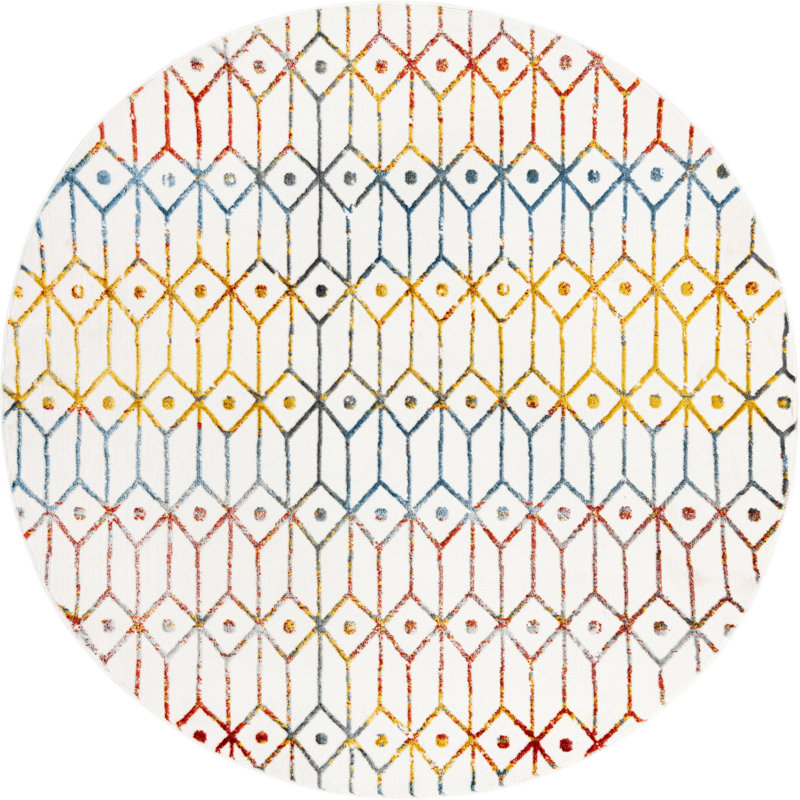 Eshin Abstract Indoor Rug, Round 7'