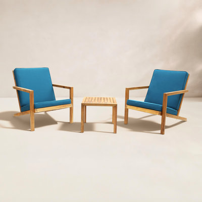 Aubrieana 2-Person Acacia Wood Seating Group with Cushions