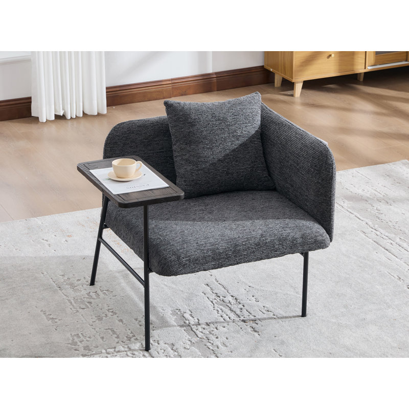 Chaise de loisir rembourrée avec tablette, Gris foncé
