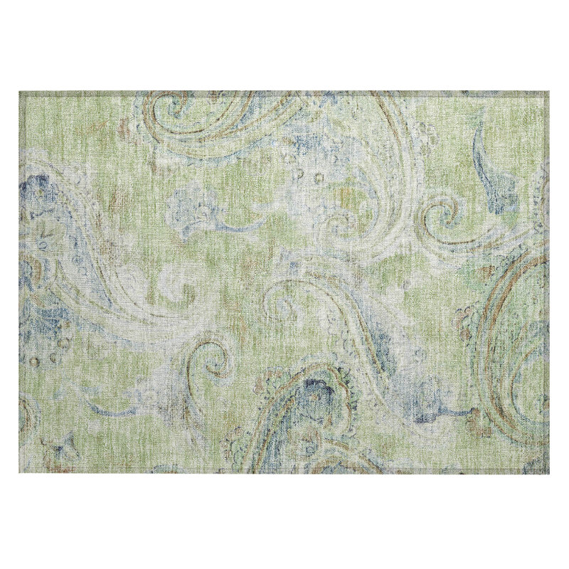 Machine Washable Indoor/Outdoor Chantille ACN2748 Paisley Rug, Aloe, 2'6" x 3'10"