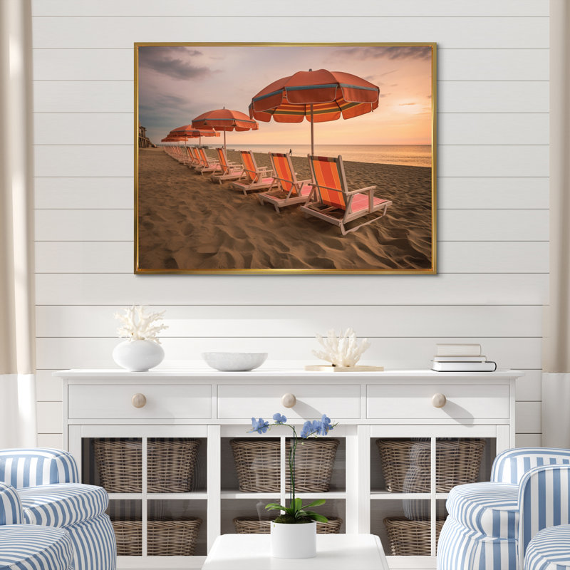 " Seashore Seating ", 16" H x 32" W x 1" D, Gold Floater Framed