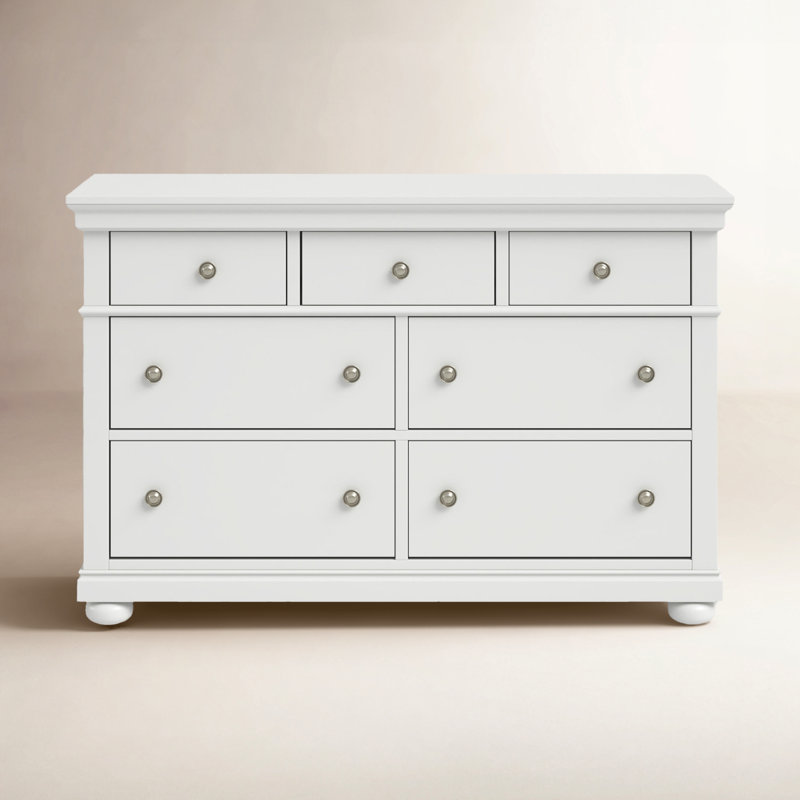 Commode 7 tiroirs Canterbury, Érable naturel / Blanc