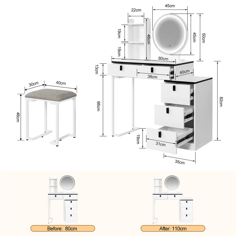 Bobbilee Dressing Table with Mirror