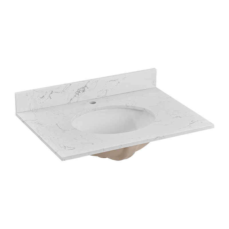 36'' Engineered Stone Single Bathroom Vanity Top With Sink – For Vanity Replacement, No Cabinet