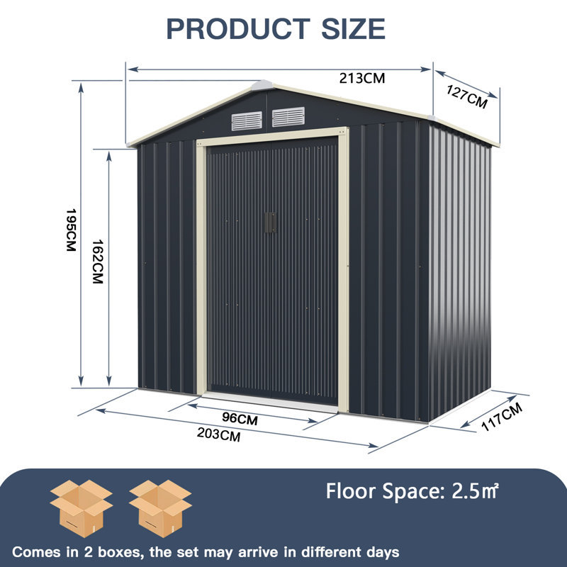 Britanny 7 ft X 4.2 ft Metal Saltbox Tool Shed
