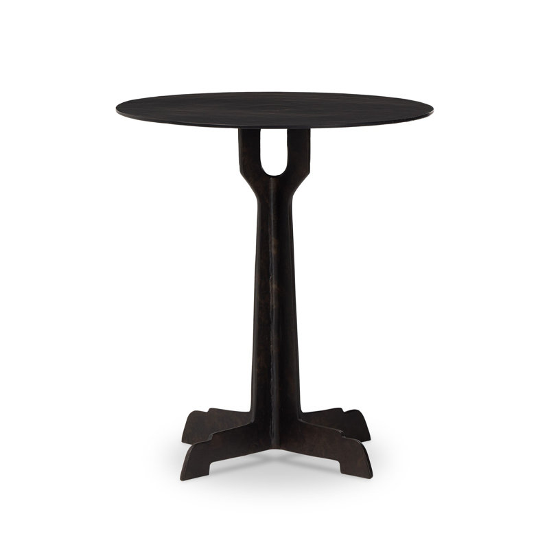 Malloy Outdoor Round Side Table, Distressed Bronze