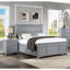 Table de chevet transitionnelle en bois massif gris avec 3 tiroirs d'extension 3 chambres dans un style intemporel