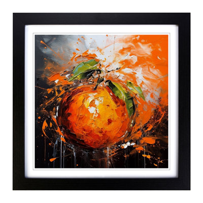 Orange Fruit Abstract Expressionism - Framed Print