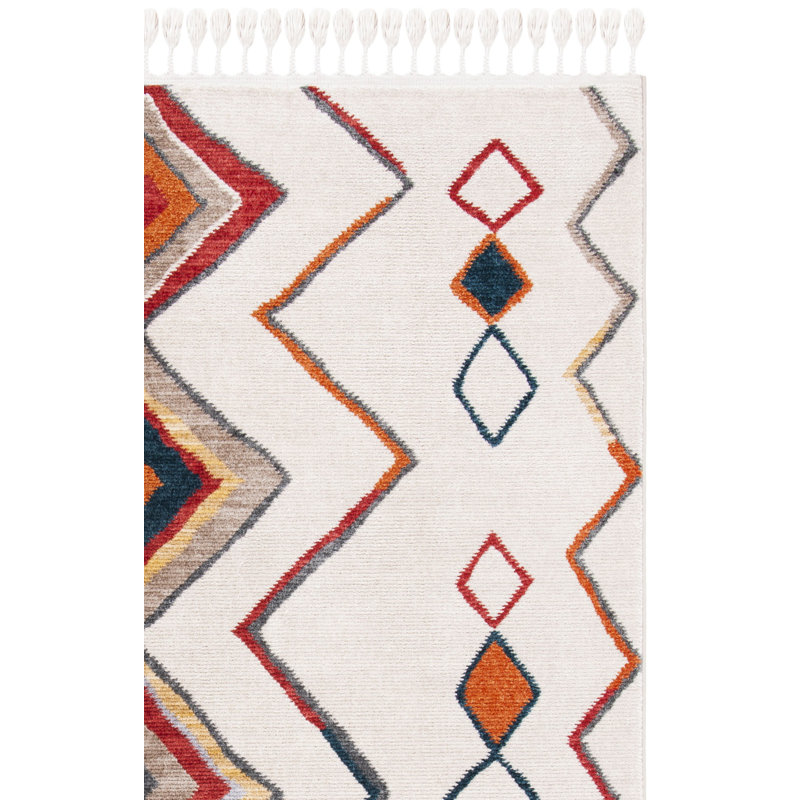 Tapis ivoire / orange Astoria Southwestern, Rectangle 2 pi 7 po x 5 pi