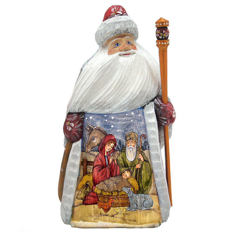 Masterpiece Wood Carved the Good Shepherd's Birth Figurine