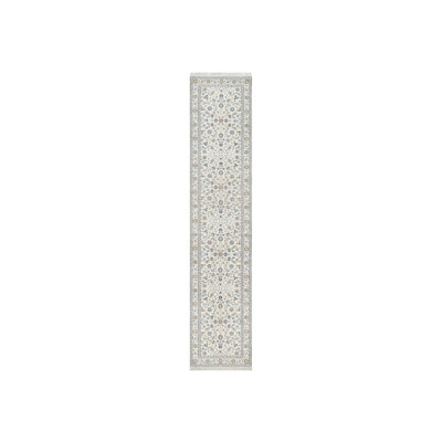 2'7"x12'2" White 250 KPSI Wool and Silk Nain Hand Knotted Runner Rug 9B4D876FC1254860A046D54FE8ED9F00